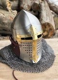ROA Buhurt Knight Helmet With Chainmail Stainless Steel Bascinet Combat Helmet Cosplay Costume - Gift for Halloween