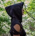 Medieval Black Cloak with Steampunk Hood  Plague Doctor Scarf - Larp Cosplay Gothic Retro Costume